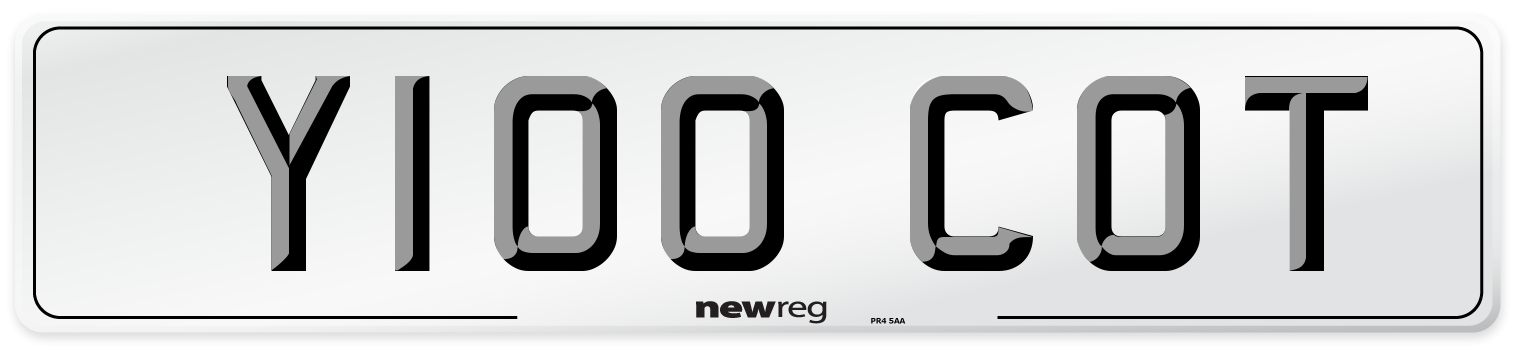Y100 COT Number Plate from New Reg